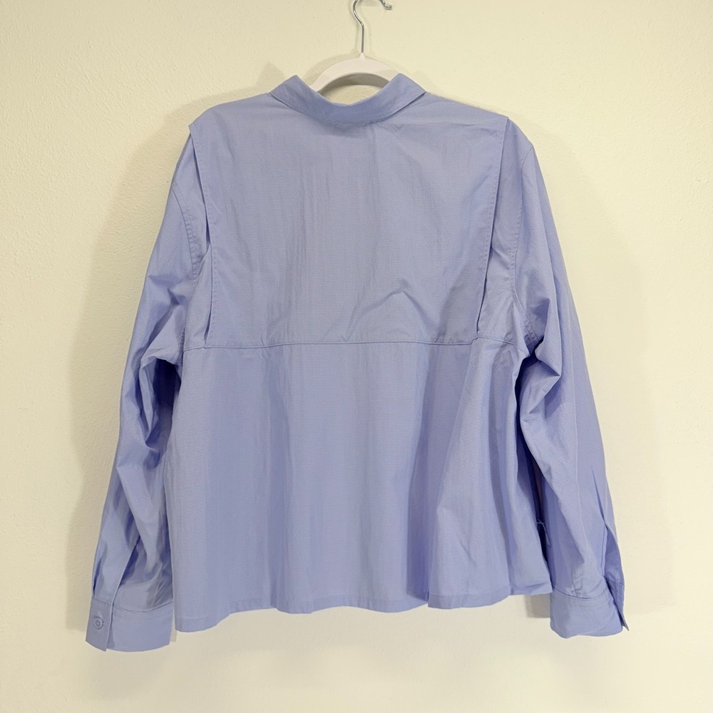 Eddie Bauer Women's Guide 3.0 UPF Roll Tab Long Sleeve Blue Travel Shirt 2X Plus - Picture 2 of 10
